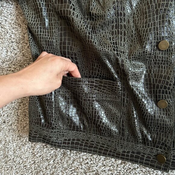 Ruby Rd. Womens Sz 16 W Black Croc-Embossed Button-Down Jacket 3/4 Sleeves - Picture 6 of 11
